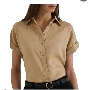 Ralph Lauren Dolman-Sleeve Linen Shirt XL